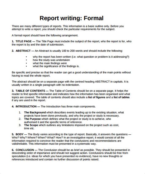 Formal Report Format Template