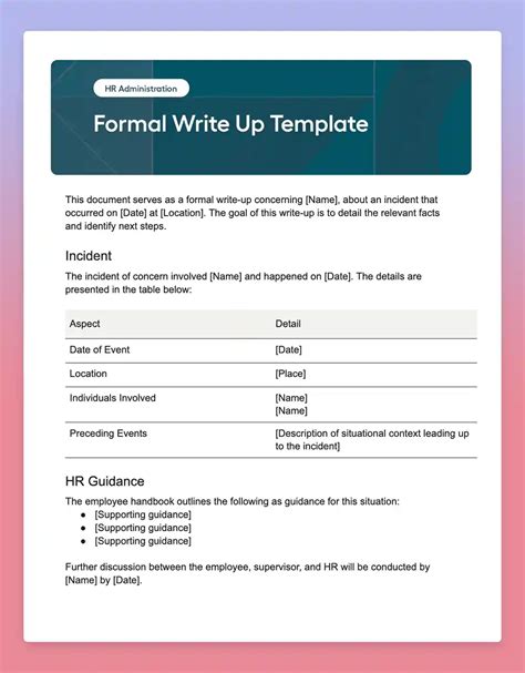 Formal Write Up Template