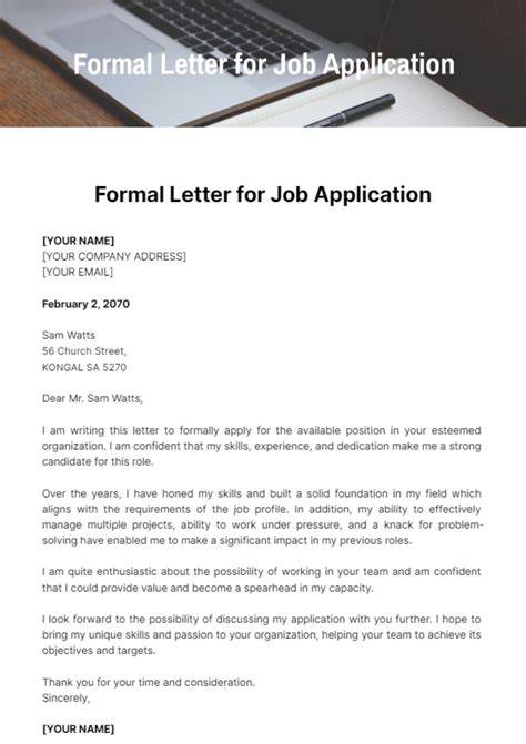 Formal writing for job application
