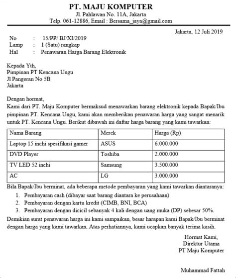 Format Pengiriman Penawaran