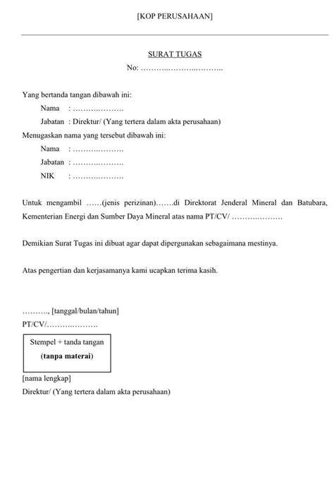 Format Struktur Surat Tugas Tim Standar