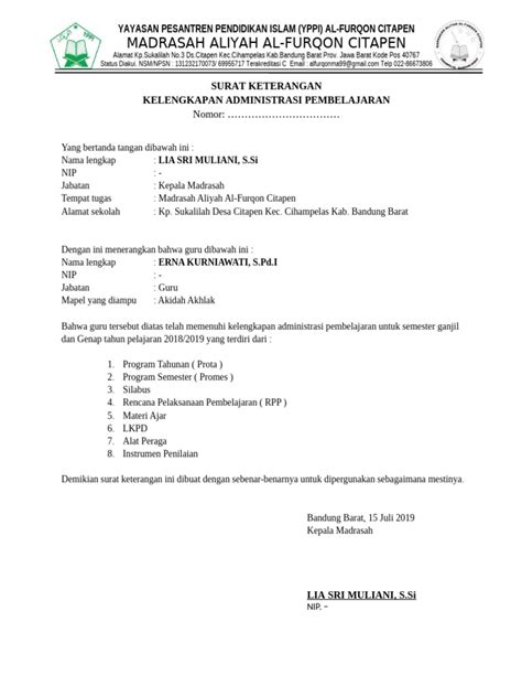 Format Surat Administrasi