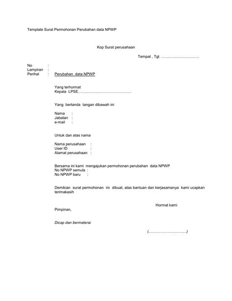 Format Surat Permohonan NPWP Yayasan