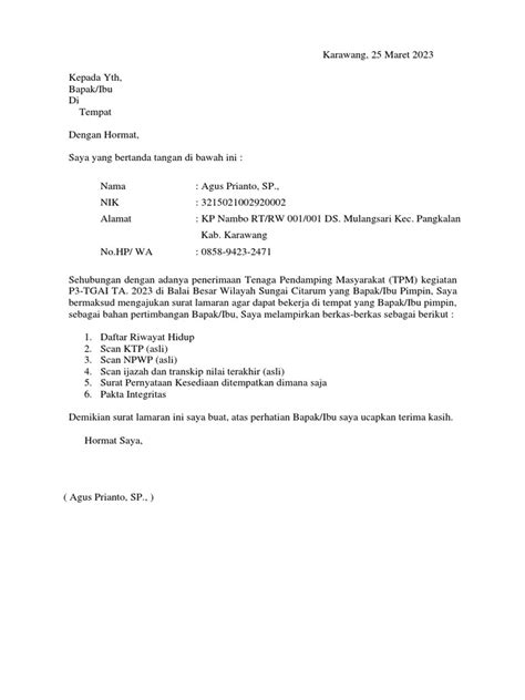 Format Surat Profesional