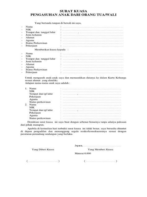 Format surat kuasa