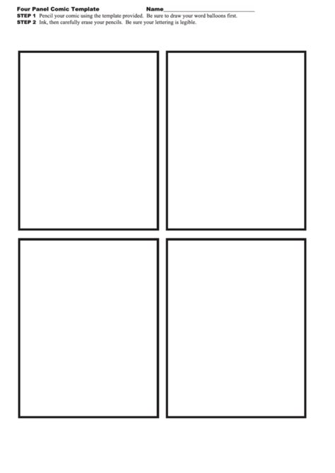 Four Panel Comic Strip Template