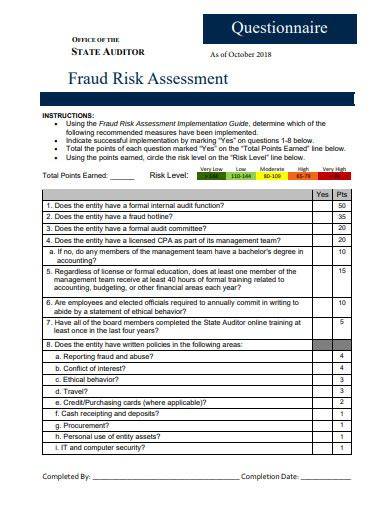 Fraud Risk Assessment Template Pwc