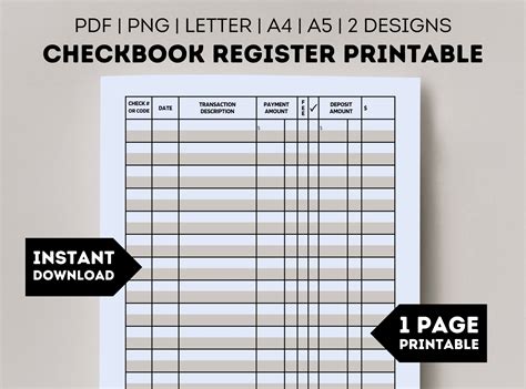 Free 8.5 X 11 Printable Checkbook Ledger