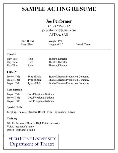 Free Actor Resume Template