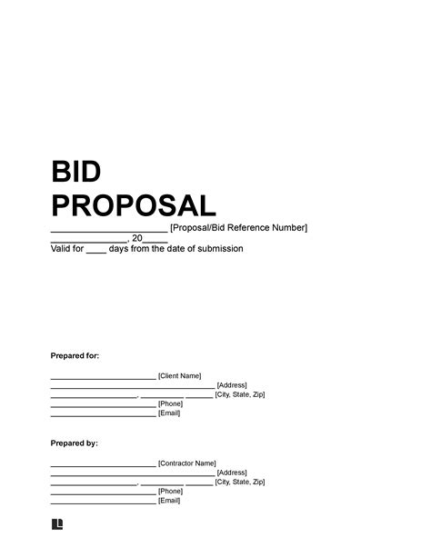 Free Bid Proposal Template Downloads
