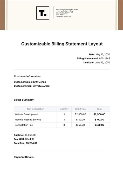 Free Billing Statement Template