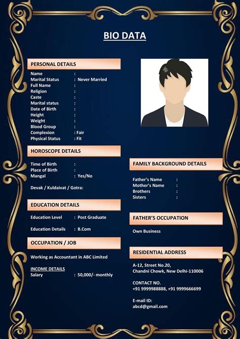 Free Biodata Template