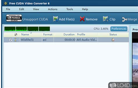 Free CUDA Video Converter Software Interface