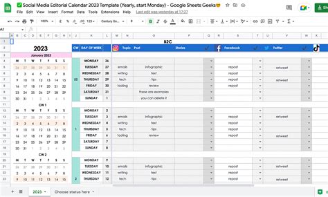 Free Calendar Template Google Sheets