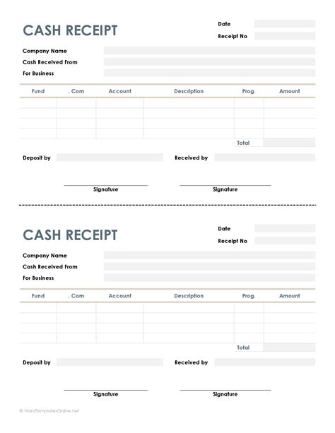 Free Cash Receipt Template
