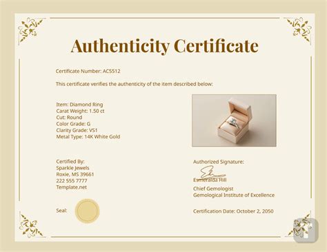 Free Certificate Of Authenticity Template