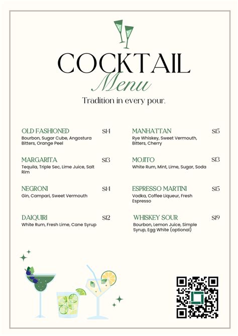 Free Cocktail Menu Template