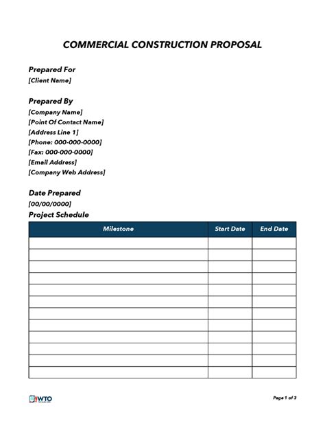 Free Construction Proposal Template Word