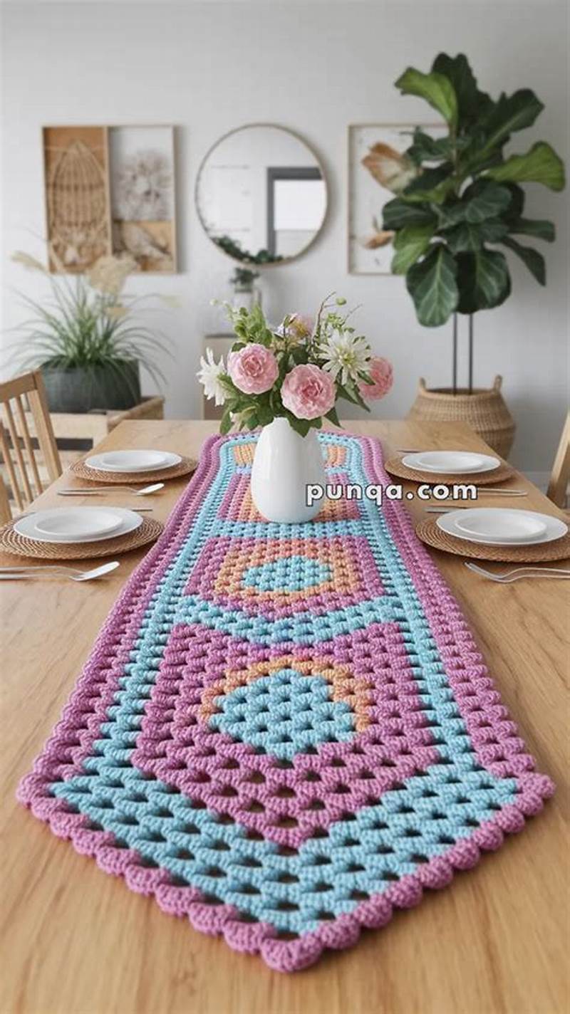 Free Crochet Granny Square Table Runner Pattern