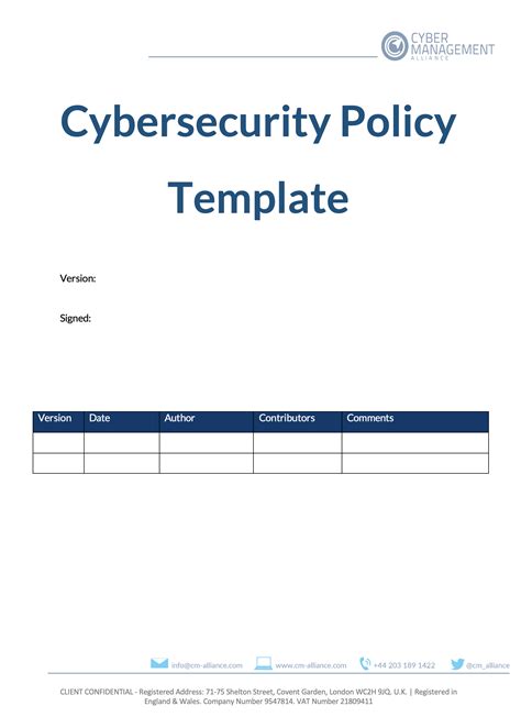 Free Cyber Security Policy Template