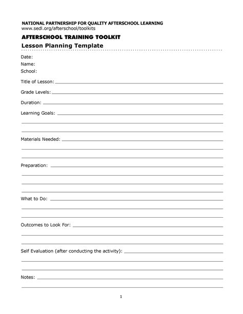 Free Downloadable Lesson Plan Template