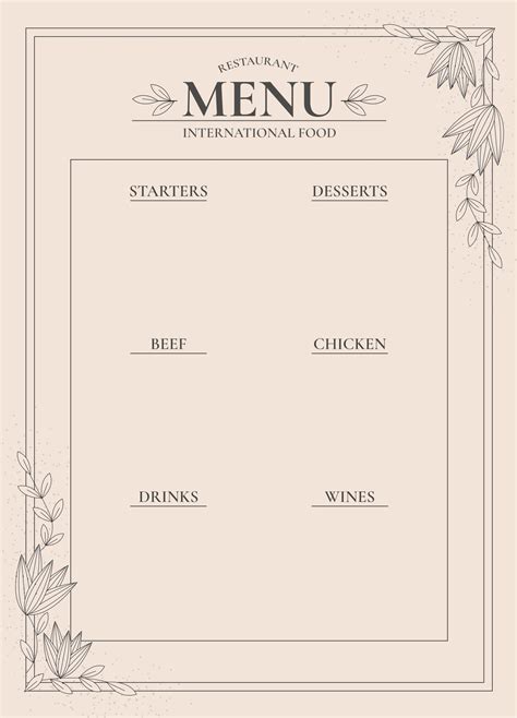 Free Downloadable Menu Templates