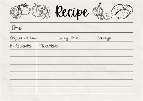 Free Downloadable Recipe Card Template