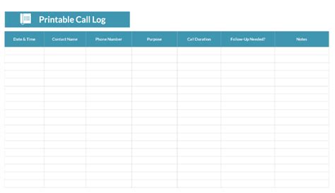 Free Excel Call Log Template