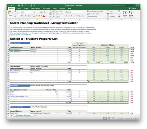 Free Excel Estate Planning Templates