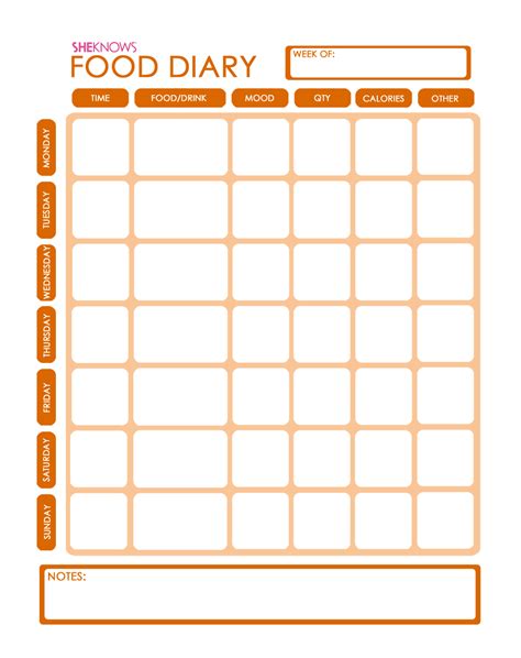 Free Food Diary Printable