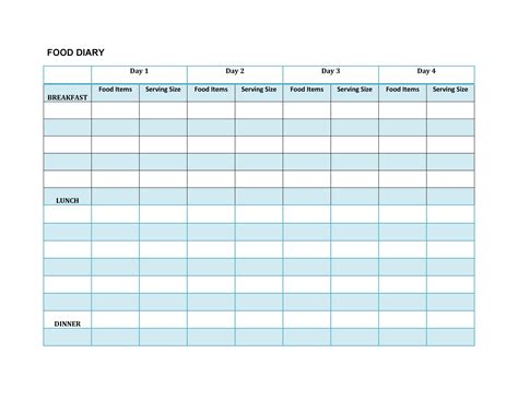Free Food Log Template