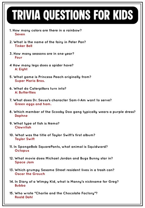 Free Fun Quiz Questions And Answers Printable