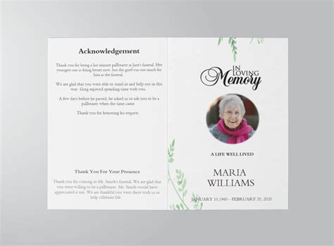 Free Funeral Program Template Microsoft Publisher