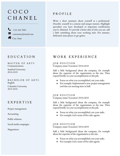 Free Google Doc Resume Template