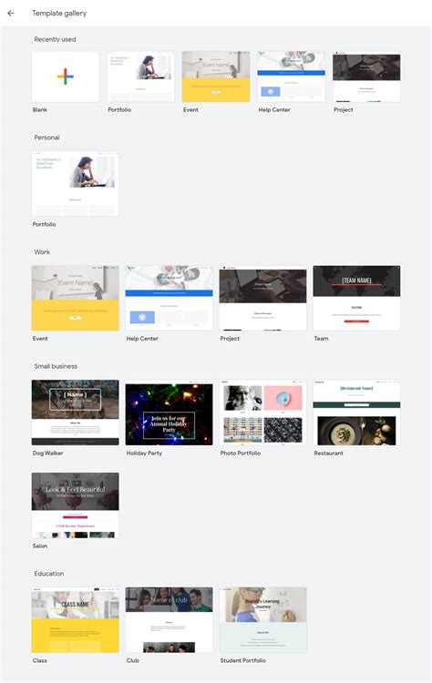 Free Google Sites Template