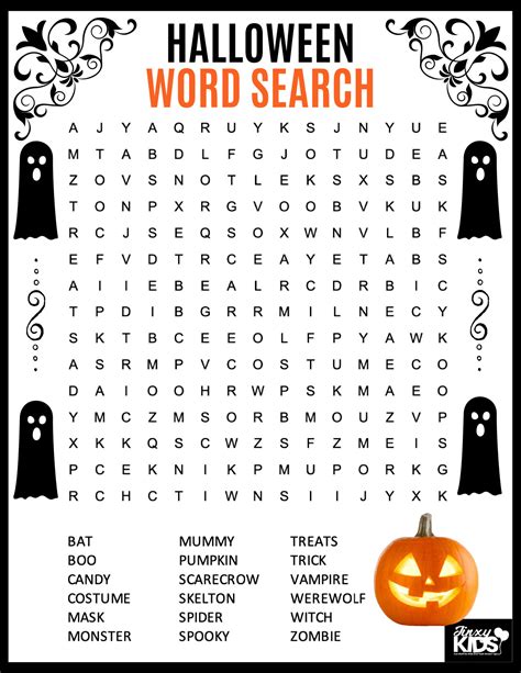 Free Halloween Printable Word Search
