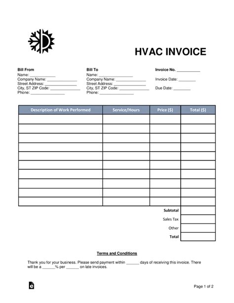 Free Hvac Invoice Template