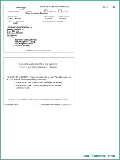 Free Insurance Card Template Word