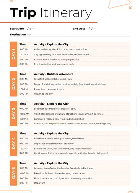 Free Itinerary Template