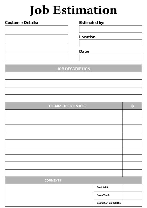 Free Job Estimate Template