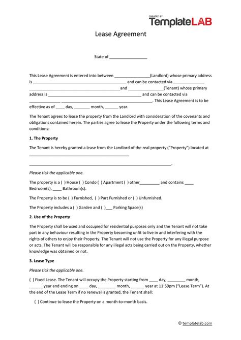 Free Lease Template
