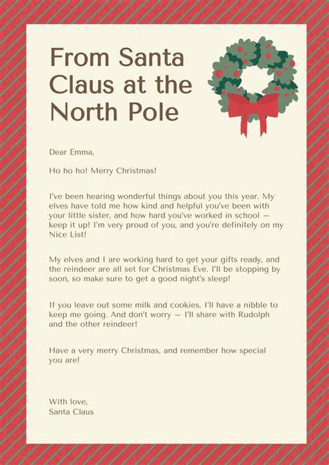Free Letter From Santa Letter Template