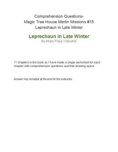 Free Magic Treehouse Leprechauns In Late Winter Printables
