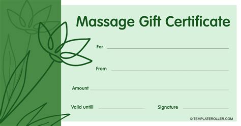 Free Massage Gift Card Template
