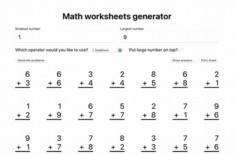 Free Math Worksheet Generator Printable