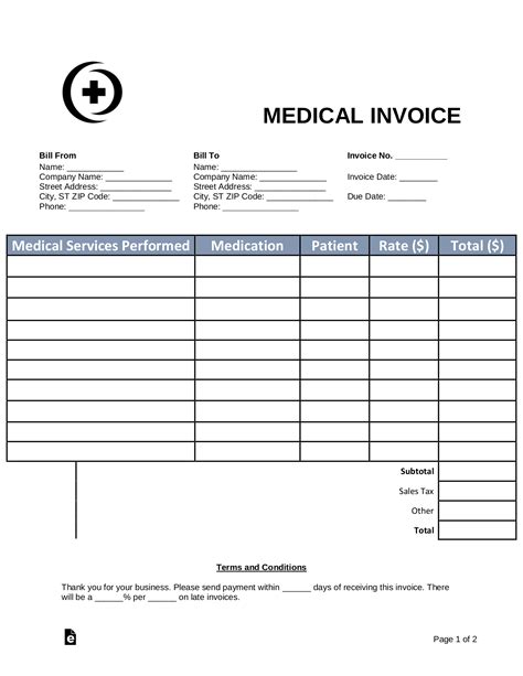 Free Medical Invoice Template Word