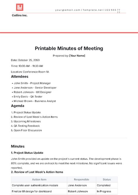 Free Meeting Minute Templates