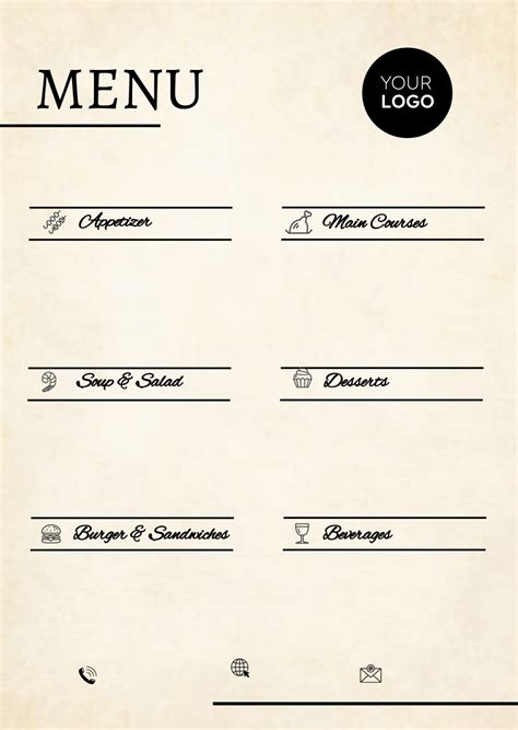 Free Menu Template