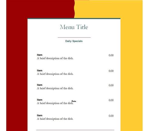 Free Menu Templates For Word
