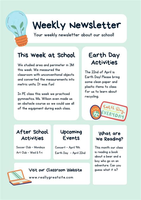 Free Newsletter Templates For Schools